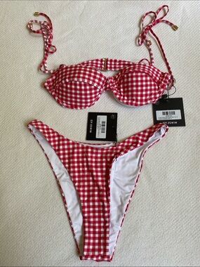 Red Gingham Underwire Bikini Set - Women Swim